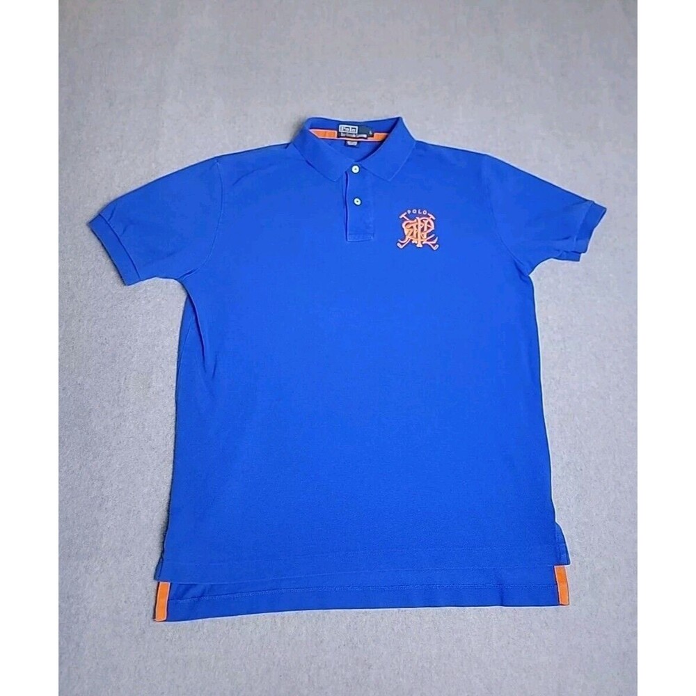 Polo Ralph Lauren Shirt Mens L Blue Orange Putter Embroidered Logo Golf Preppy‎